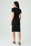 Black Textured Short Sleeve Belted Dress