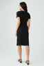 Black Textured Short Sleeve Belted Dress