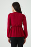 Wine Crepe Buckle Long Sleeve Blouse