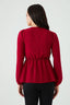 Wine Crepe Buckle Long Sleeve Blouse