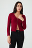Burgundy Button Through V Neck Top
