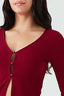 Burgundy Button Through V Neck Top