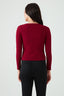 Burgundy Button Through V Neck Top