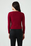 Burgundy Button Through V Neck Top