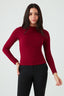 Burgundy High Neck Long Sleeve