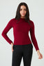 Burgundy High Neck Long Sleeve