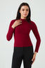 Burgundy High Neck Long Sleeve