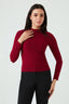 Burgundy High Neck Long Sleeve