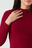 Burgundy High Neck Long Sleeve