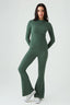 Dark Khaki Crinkle High Neck Top