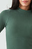 Dark Khaki Crinkle High Neck Top