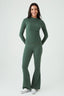 Dark Khaki Crinkle Flares