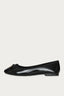 Black Shiny Patent Bow Trim Ballerina Shoes - Select Fashion