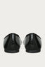 Black Shiny Patent Bow Trim Ballerina Shoes - Select Fashion