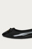 Black Wide Fit Shiny Patent Bow Trim Ballerina Shoes - Select Fashion