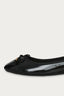 Black Wide Fit Shiny Patent Bow Trim Ballerina Shoes - Select Fashion