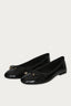 Black Wide Fit Shiny Patent Bow Trim Ballerina Shoes - Select Fashion
