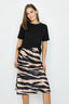 Multi Zebra Satin Bias Cut Midi Skirt - Select Fashion