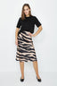 Multi Zebra Satin Bias Cut Midi Skirt - Select Fashion