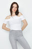Optic White Rib Bardot Top - Select Fashion
