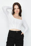 Optic White Corset Rib Long Sleeve Top - Select Fashion