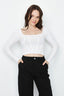 Optic White Corset Rib Long Sleeve Top - Select Fashion