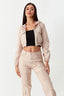 Stone Cropped Hooded Denim Jacket - Select Fashion