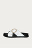 White Cross Over Pu Buckle Stud Sliders - Select Fashion