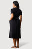 Black Mix Fabric Midi Dress