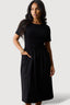 Black Mix Fabric Midi Dress
