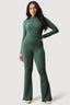 Dark Khaki Crinkle Flares