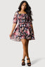 Black Floral Chiffon Ra Ra Dress