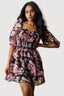 Black Floral Chiffon Ra Ra Dress