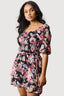 Black Floral Chiffon Ra Ra Dress