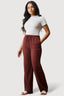 Brown Textured Wide Leg Trousers