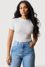 Light Grey Marl Basic Fitted Crop Tee