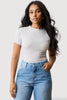 Light Grey Marl Basic Fitted Crop Tee