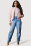 Pink Brushed Bomber Jacket
