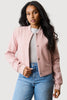 Pink Brushed Bomber Jacket