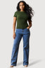 Khaki Crinkle Short Sleeve Top