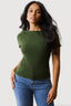 Khaki Crinkle Short Sleeve Top