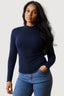 Navy Crinkle High Neck Top