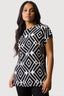 Mono Geo Print Mix Fabric Top