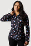 Black Floral Long Sleeve Satin Shirt