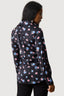 Black Floral Long Sleeve Satin Shirt
