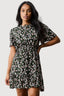 Black Floral Tie Detail Tea Dress