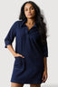 Dark Wash Denim Collar and Pocket Detail Dress