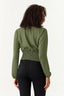 Khaki Shirred Waist Wrap Front Blouse