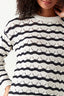 Navy Striped Crochet Jumper