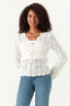 White Lace Stitch Short Button Cardigan